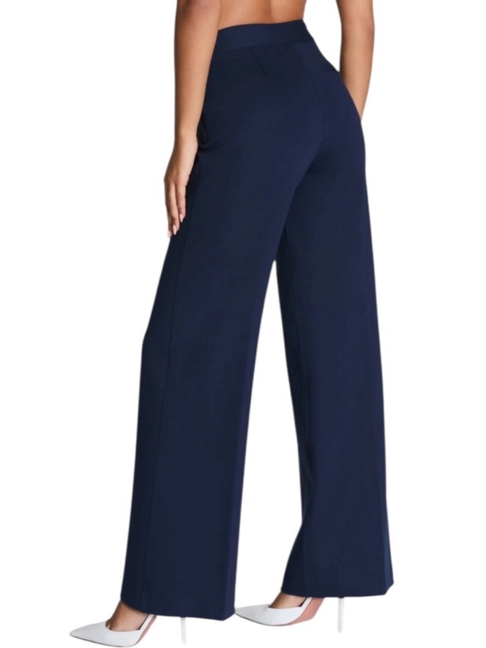 SPANX Supersmooth Perfect Fit Ponte Flare Pants in Navy Blue Sz S - Picture 2 of 6